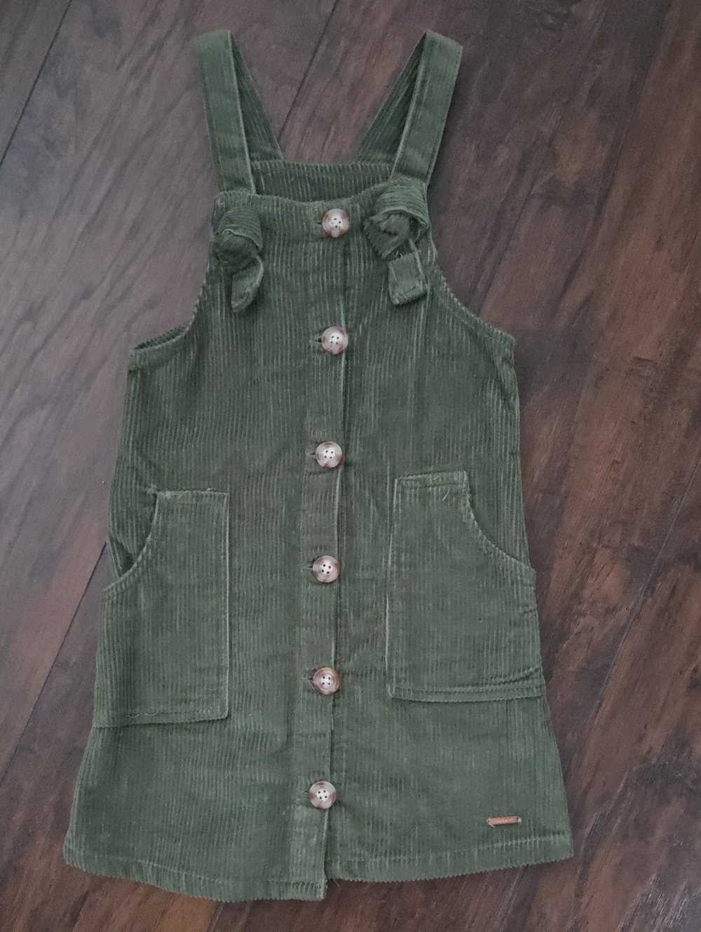 Tahari Olive Green Corduroy Pinafore Dress